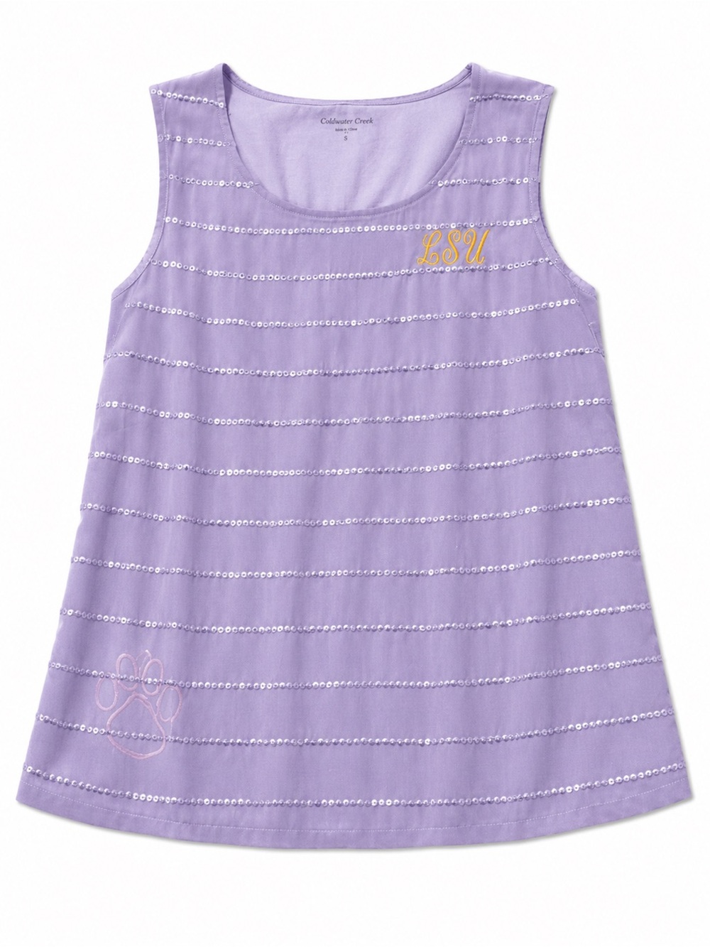 Coldwater Creek LSU purple Sequin Stripe Tank Top - Small 8